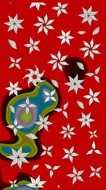 Raster illüstrasyonundaki çiçek desenli çizim. Renkli Bahar Teması eskiz kalıbı. Düz Çiçek Elementleri Tasarımı. Süslü kumaş deseni.