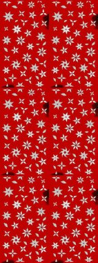 Kumaş desenli papatya çiçeği detayı. Kırmızı renkte çiçekler.