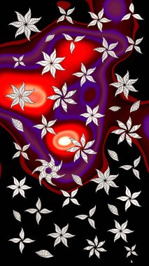 Renkli Bahar Teması eskiz kalıbı. Süslü kumaş deseni. Düz Çiçek Elementleri Tasarımı. Raster illüstrasyonunda çiçek deseni çizimi.