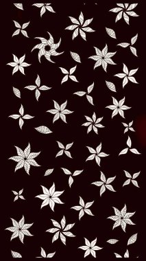 Tropik çiçek desenleri. Siyah renkli çiçekler. Raster illüstrasyonu.