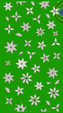 Düz Çiçek Elementleri Tasarımı. Raster Modaya uygun kumaş deseni. Yeşil renkli şirin çiçek deseni. Renkli Bahar Teması çizim şablonu.