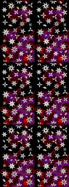 Raster illüstrasyonundaki çiçek desenli çizim. Siyah renkli çiçekler. Renkli Bahar Teması eskiz kalıbı. Düz Çiçek Elementleri Tasarımı.