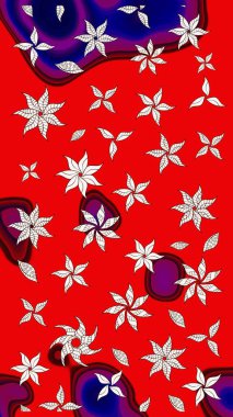 Yaz çiçekleri teması. El çizimi, soyut ve süslü elementler. Suluboya resim taklit Raster çizimi. Kırmızı renkler. Klasik çiçekler..