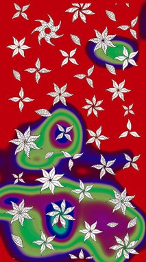 Çiçekli el çizimi çizimi deseni. Modern gelişim kırmızı raster arka plan duvar kağıdı çizimi klasik çizgili iz sürme desenli çiçekler, çiçekli süsler.