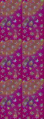 Moda baskıları için zarif bir şablon. Modern çiçek arkaplanı. Parlak renkli çiçekleri ve mor renkli yaprakları olan harika bir çiçek deseni. Halk stili.