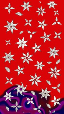 Renkli çizim kalıbı. Çiçek arkaplan. Çiçek duvar kâğıdı. Raster illüstrasyonu. Kırmızı renklerde şirin tekstil.