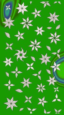 Suluboya çiçekli çiçek deseni. Raster illüstrasyonu. Yeşil renkte güzel tekstil.