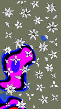 Suluboya çiçekli çiçek deseni. Raster illüstrasyonu. Yeşil renkte güzel tekstil.