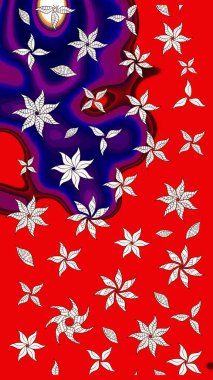 Çiçek kırmızısı eskiz deseni. Raster çiçek izi. Klasik taslak çizimi.