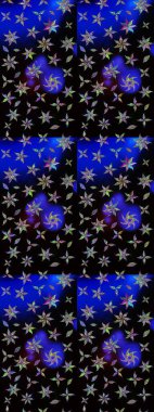 Eskiz arkaplan modeli. Raster hisseleri. Siyah üzerine çiçekler. Suluboya, elle çizilmiş.