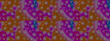 Renkli Bahar Teması eskiz kalıbı. Raster illüstrasyonundaki çiçek desenli çizim. Mor renkli çiçekler. Düz Çiçek Elementleri Tasarımı.