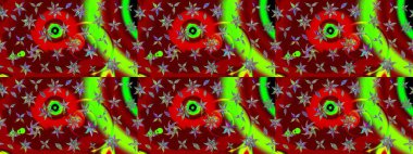 Düz Çiçek Elementleri Tasarımı. Çiçekli çizim şekli. Renkli Bahar Teması eskiz kalıbı. Kırmızı renkte çiçekler.