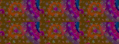 Kahverengi çiçekli eskiz deseni, suluboya çiçek deseni, sevimli çiçek, duvar kağıdı, kart veya kumaş için fayanslı. Raster - stok.