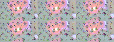 Gri renkli çiçekler. Renkli Yaz Temalı eskiz kalıbı. Düz Çiçek Elementleri Tasarımı. Sevimli çiçek raster deseni.