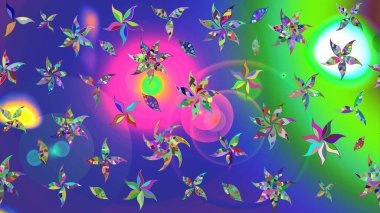 Çiçekli karalama şeklinde Raster çiçek deseni. Nazik, narin çiçek arkaplanı. Mavi renkte çiçekler.