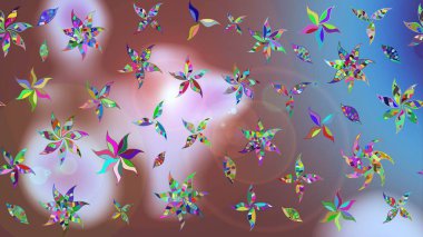 Raster illüstrasyonu. Çiçekli karalama şeklinde Raster çiçek deseni. Tarafsız renklerde yaz çiçekleri.