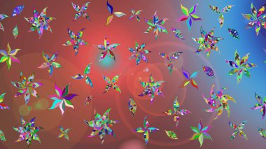 Parlak renkli çiçekleri ve kahverengi renkli yaprakları olan harika bir çiçek deseni. Moda baskıları için zarif bir şablon. Modern çiçek arkaplanı. Halk stili.