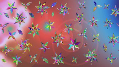 Raster illüstrasyonundaki çiçek desenli çizim. Pembe renkte çiçekler.