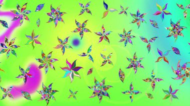 Yeşil renkli çiçekler. Çiçekli karalama şeklinde Raster çiçek deseni. Yumuşak, bahar çiçekli arka plan.