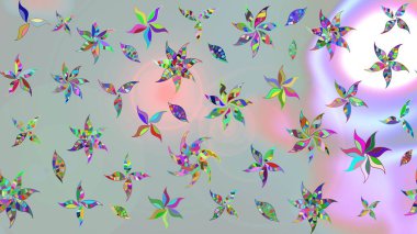 Renkli grunge soyut arkaplanı kologri çiçeklerle süslüyor. Parmak izi, kumaş, duvar kâğıdı, tekstil için raster dokusu. Nakış desenli çiçek deseni..