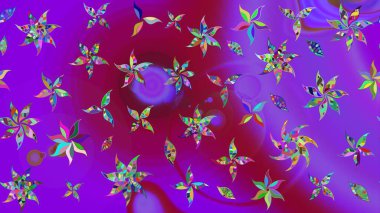 Kıvırcık, parlak örgü. Desen, çizim, çiçek sınırı. Raster illüstrasyonu. Çiçek çelengi. Eski moda arka plan. Güzel, pürüzsüz kumaş, tuval..