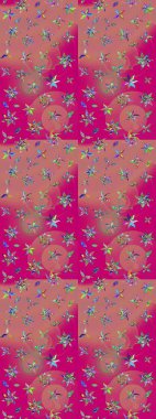 Raster düz çiçek çizim deseni. Hediye ambalaj kağıdı, tebrik kartları, posterler ve pankart tasarımı. Pembe renkte çiçekler.