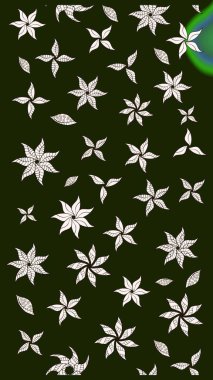 Çiçeksel çizim kalıbının yansıması. Vadinin gri renkli çiçekleri.