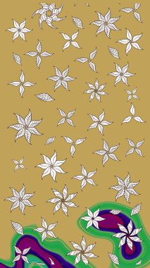 Çiçek desenli eskiz, darbeler, sıçramalar, yaz çiçekleri. Raster illüstrasyonu. Sarı renkte çiçekler.