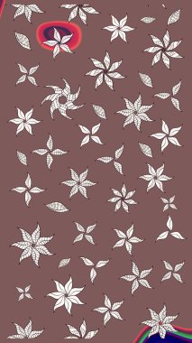 Çiçekli çizim şekli. Düz Çiçek Elementleri Tasarımı. Kahverengi renkli çiçekler. Renkli Bahar Teması çizim şablonu.