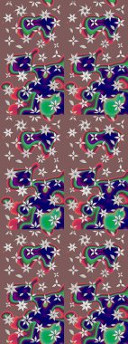 Küçük çiçekteki sevimli çiçek deseni. Güzel kumaş deseni. Güzel karalamalı çiçek desenli çizim. Raster illüstrasyonu.