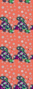 Turuncu renkli çiçekler. Hediye ambalaj kağıdı, tebrik kartları, posterler ve pankart tasarımı. Raster düz çiçek çizim deseni.