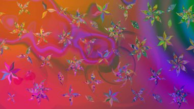 Pembe renkli çiçekler. Raster illüstrasyonundaki çiçek desenli çizim. Renkli Bahar Teması eskiz kalıbı. Düz Çiçek Elementleri Tasarımı.