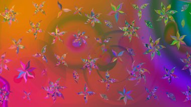 Raster illüstrasyonundaki çiçek desenli çizim. Kahverengi renkte çiçekler.