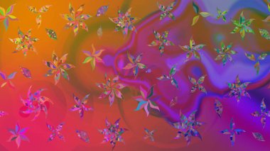 Renkli Bahar Teması eskiz kalıbı. Raster illüstrasyonundaki çiçek desenli çizim. Düz Çiçek Elementleri Tasarımı. Süslü kumaş deseni.