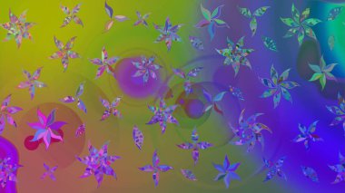 Yeşil renkli çiçekler. Raster illüstrasyonu. Çizim çiçek deseni duvar kağıdı için kullanılabilir.