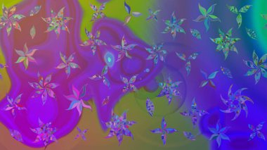 Renkli grunge soyut arkaplanı kolonya çiçekleriyle süslüyor. Parmak izi, kumaş, duvar kâğıdı, tekstil için raster dokusu. Nakış desenli çiçek deseni..