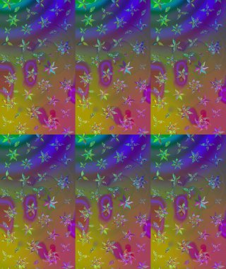 Süslü kumaş deseni. Düz Çiçek Elementleri Tasarımı. Renkli Bahar Teması eskiz kalıbı. Raster illüstrasyonunda çiçek deseni çizimi.