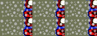 Raster illüstrasyonu. Yeşil renkte karalamalı çiçek deseni çiz.