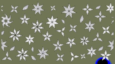 Sevimli çiçek raster deseni. Yeşil renkli çiçekler. Renkli Yaz Temalı eskiz kalıbı. Düz Çiçek Elementleri Tasarımı.