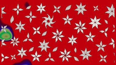 Çiçekler. Soyut etnik raster çizim kalıbı. Vadinin çiçekleri kırmızı renklerde.