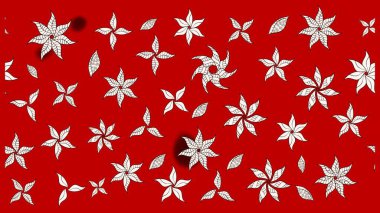 Raster illüstrasyonundaki çiçek desenli çizim. Kırmızı renkte çiçekler. Renkli Bahar Teması eskiz kalıbı. Düz Çiçek Elementleri Tasarımı.