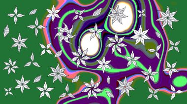 Çiçekli yeşil renkte bir çiçek deseni çiz. Suluboya tarzında yeşil renkte çiçekler.