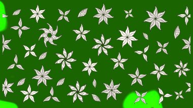 Yeşil renkli şirin çiçek deseni. Raster Modaya uygun kumaş deseni. Renkli Bahar Teması eskiz kalıbı. Düz Çiçek Elementleri Tasarımı.