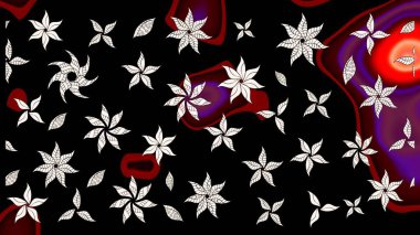 Raster suluboya çiçek deseni, narin çiçekler, siyah çiçekler, tebrik kartı şablonu. Güzel kumaş deseni.