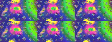 Renkli Bahar Teması eskiz kalıbı. Mavi renkli çiçekler. Raster illüstrasyonundaki çiçek desenli çizim. Düz Çiçek Elementleri Tasarımı.