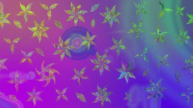 El çizimi çiçek unsurları olan soyut çizim raster deseni. 1950-1960 motifleri. Violet menekşe üzerinde. Çiçekli ipek eşarp. Retro tekstil tasarım koleksiyonu.