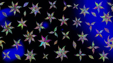 Siyah renkte güzel çiçekler, suluboya desenli, duvar kağıdı, kart ya da kumaş için fayanslı eskizler. Raster..