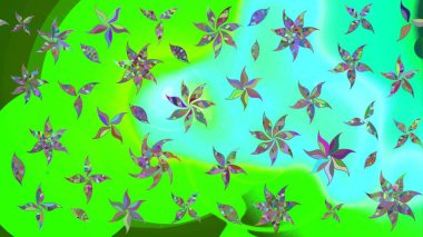 Yeşil renkli çiçekler. Çiçekli çiçek deseni, suluboya. Düz Çiçek Elementleri Tasarımı. Renkli Bahar Teması eskiz kalıbı. Raster illüstrasyonu.