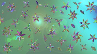 Düz Çiçek Elementleri Tasarımı. Renkli Bahar Teması eskiz kalıbı. Raster illüstrasyonundaki çiçek desenli çizim. Süslü kumaş deseni.