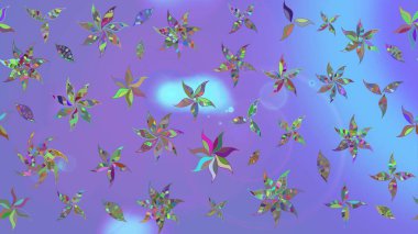 Nazik romantik baskı. Raster güzel bir çiçek deseni çizmiş. Mor renkli çiçekler. Tatil havası. Bahar mevsimi.